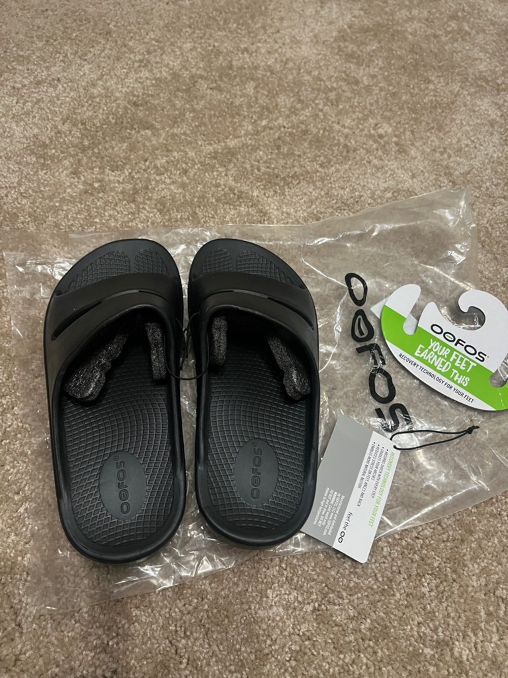 OOFOS Black Slide Sandals with Cushioned Platform - Picture 7 of 7